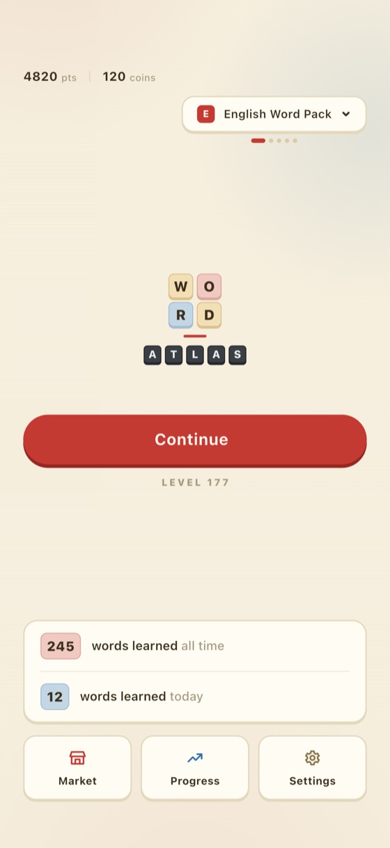 Word Atlas home screen